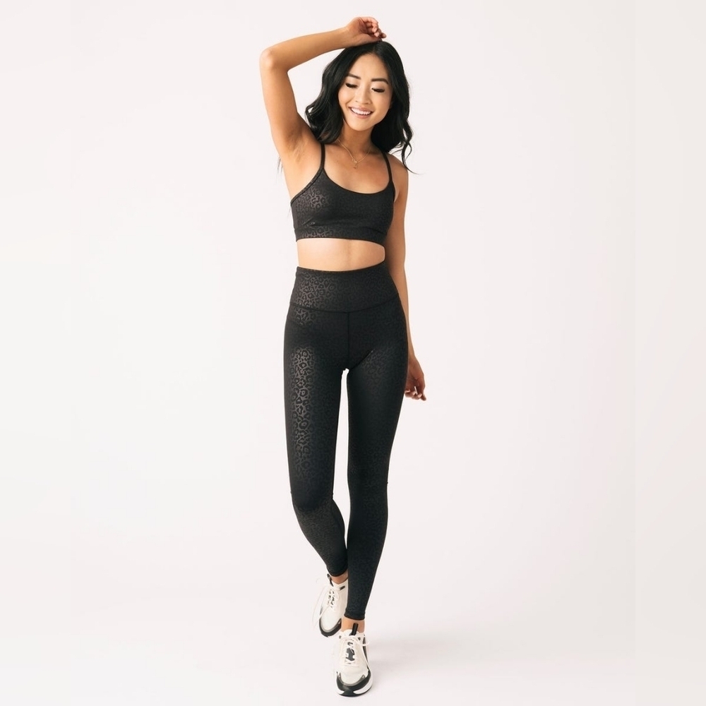 NWOT ZYIA Active Light N Tight High Rise Black Leopard Leggings Size 2